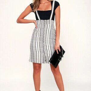 Lulus High Waisted Button Up Skirt and Suspenders